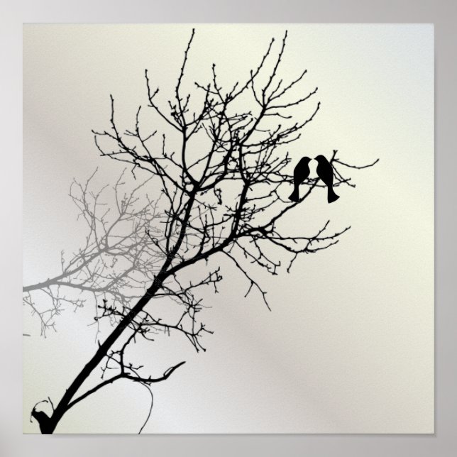 zen nature landscape black white tree silhouette poster (Front)