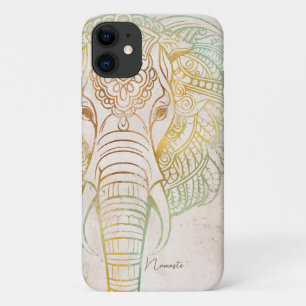 Zen neatral tones and gold elephant indian iPhone 11 case
