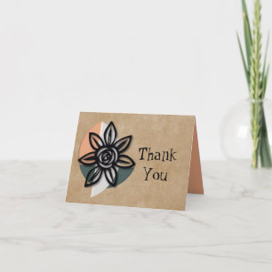 Zen Neutral Floral Thank You Card