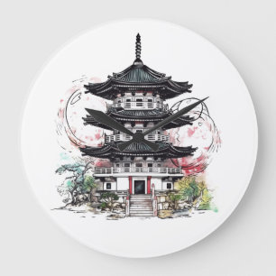 Zen of the Pagoda - Large Clock