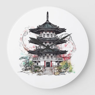 Zen of the Pagoda -  Large Clock