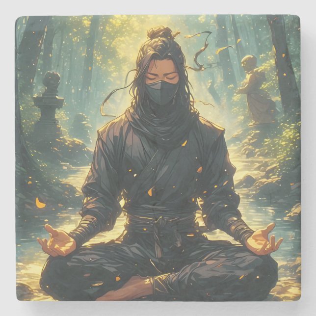 Zen of the Shadow Warrior Stone Coaster (Front)