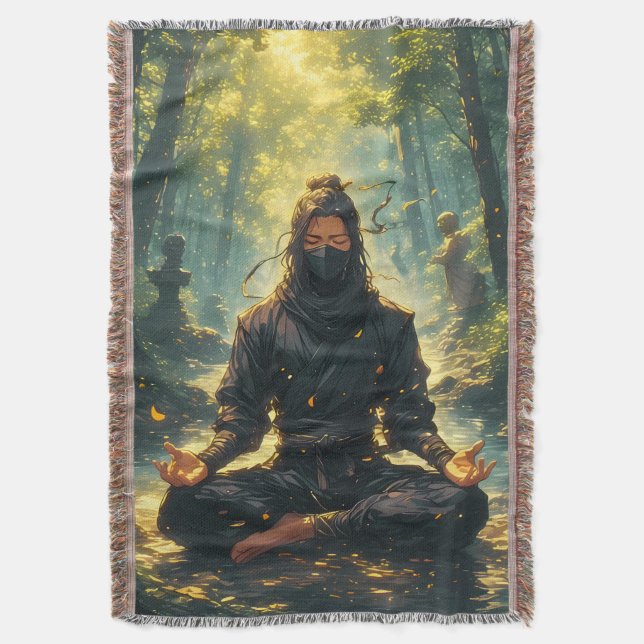Zen of the Shadow Warrior Throw Blanket (Front Vertical)