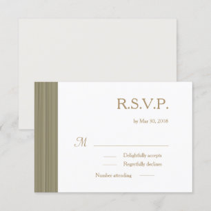 Zen olive gold white subtle stripes wedding RSVP Invitation
