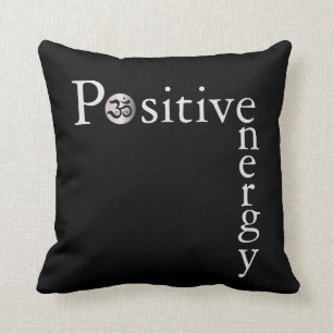 Zen Om Positive Energy Minimalist Black And White Cushion