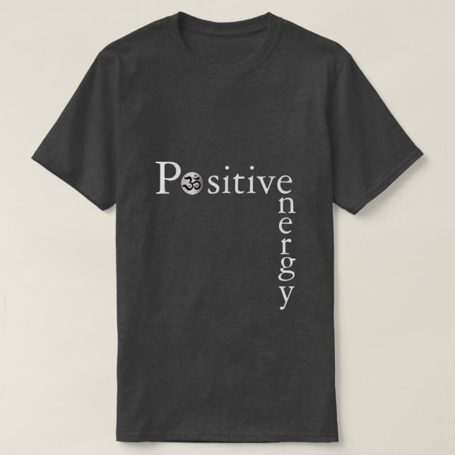 Zen Om positive energy minimalist dark yoga shirt (Design Front)