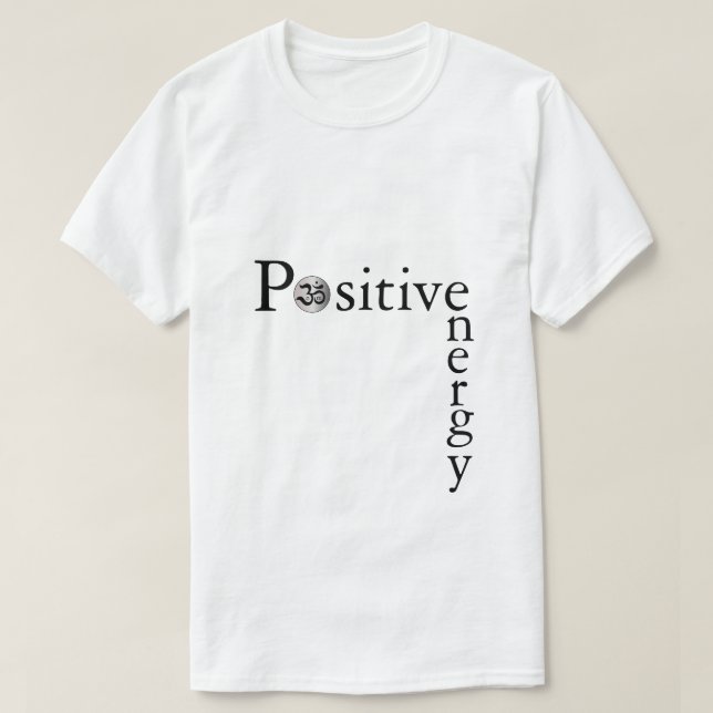 Zen Om positive energy minimalist white yoga shirt (Design Front)