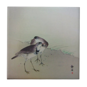 Zen painting plovers ceramic tile