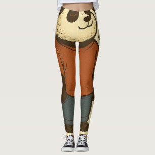 Zen Panda Sticker – Relaxed Cartoon Bear in Casual Leggings