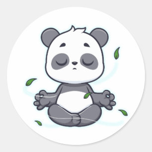 Zen Panda Yoga – Relaxing Meditation Design Classic Round Sticker