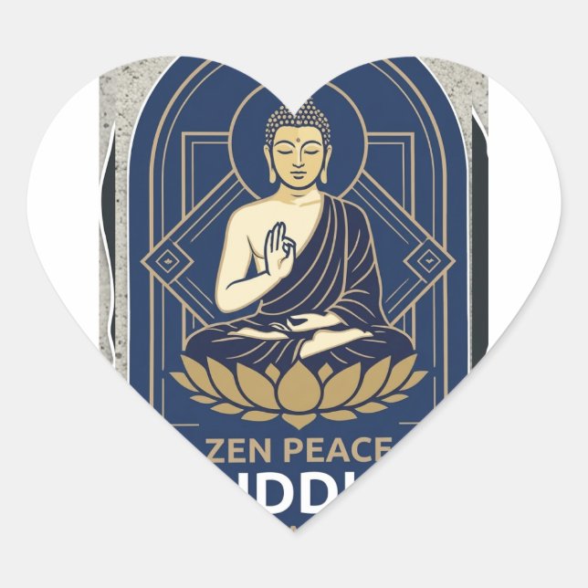 Zen Peace Buddha Heart Shape Sticker (Front)