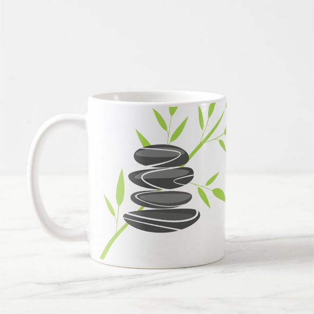 Zen pebble stacking mug with inspirational quote (Left)