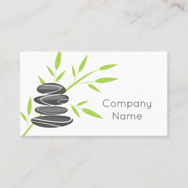 Zen pebble stone stacking business card template (Front)