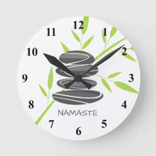 Zen pebble stones stack yoga meditation wall clock