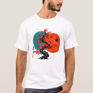 Zen Plum Blossom Tree Japanese Ink Art T-Shirt