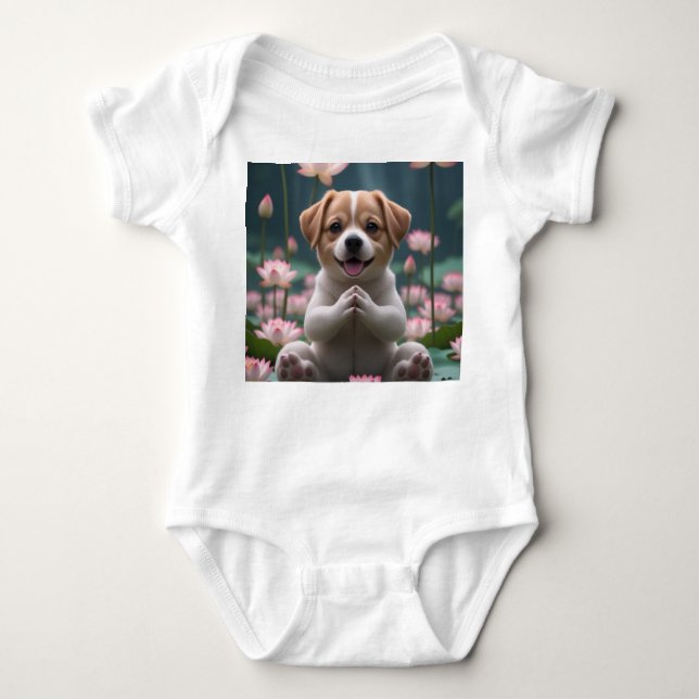 Zen Puppy on Lotus - Baby Bodysuit (Front)