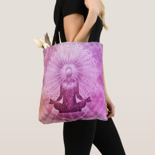 Zen Purple Gradient Yoga Mandala Stylish Tote Bag