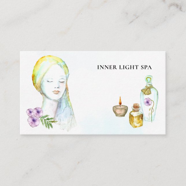 *~* Zen QR- AP8 Woman Spa Meditation Business Card (Front)