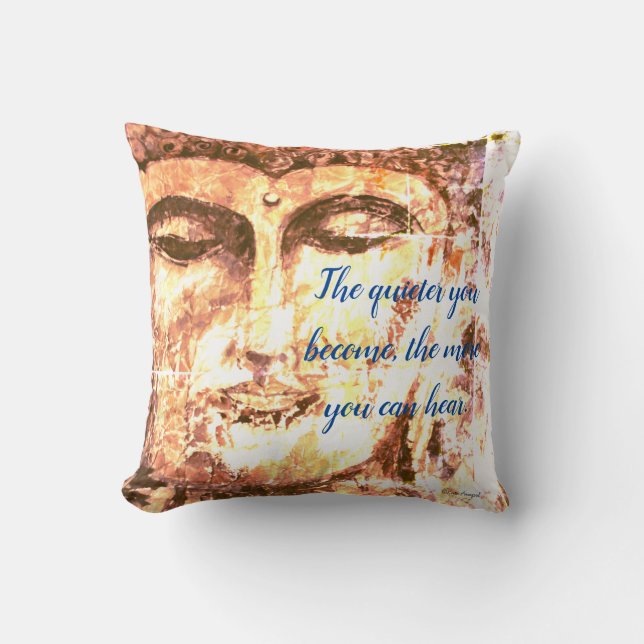 Zen Quote Buddha Art Throw Pillow (Front)