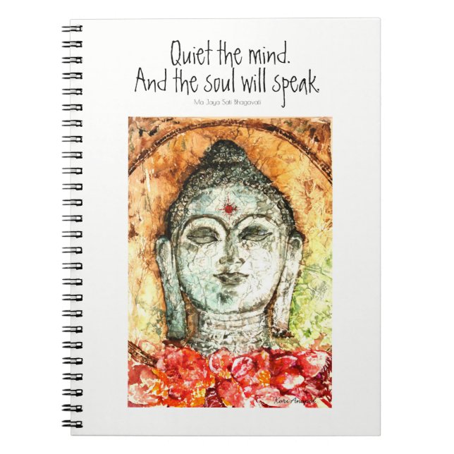 Zen Quote Buddha Watercolor Art Spiral Notebook (Front)