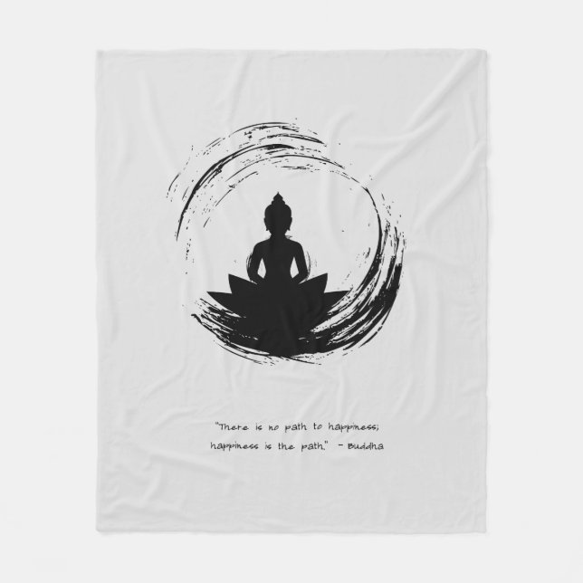 Zen Quote: Wisdom and Meditation  Fleece Blanket (Front)