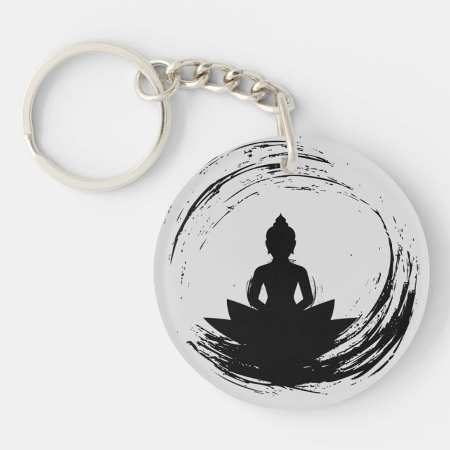 Zen Quote: Wisdom and Meditation Key Ring (Front)