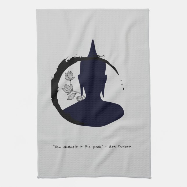 Zen Quote: Wisdom and Meditation  Tea Towel (Vertical)