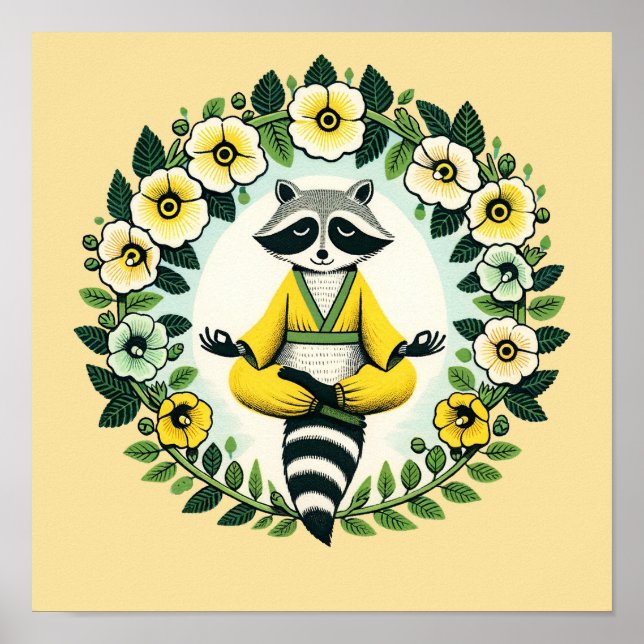 Zen Racoon Meditation Raccoons Yoga               Poster (Front)