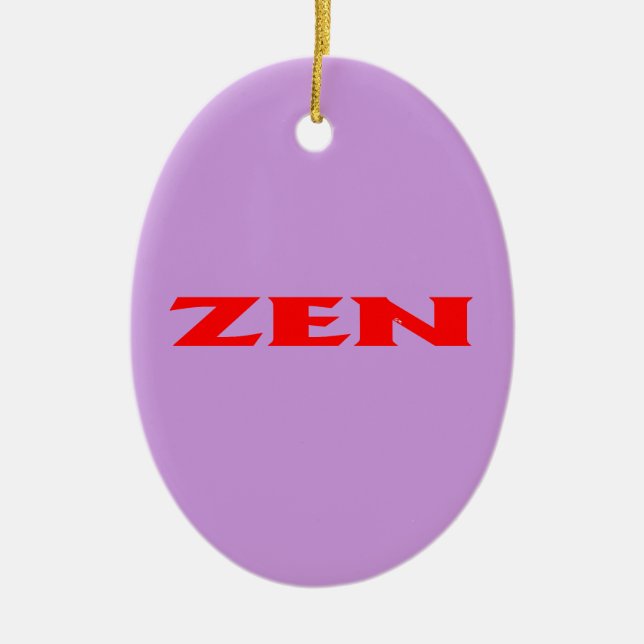 Zen red lilac oval ceramic ornament (Front)