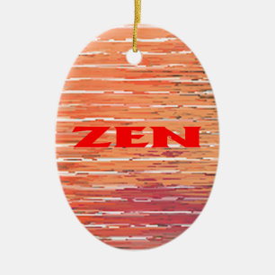 Zen red reeds oval ceramic ornament