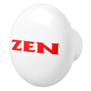Zen red white ceramic knob