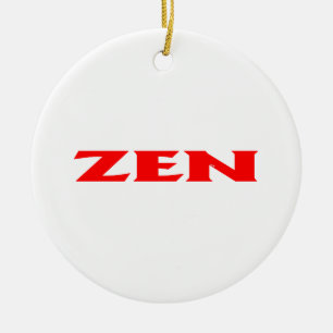 Zen red white round ceramic ornament