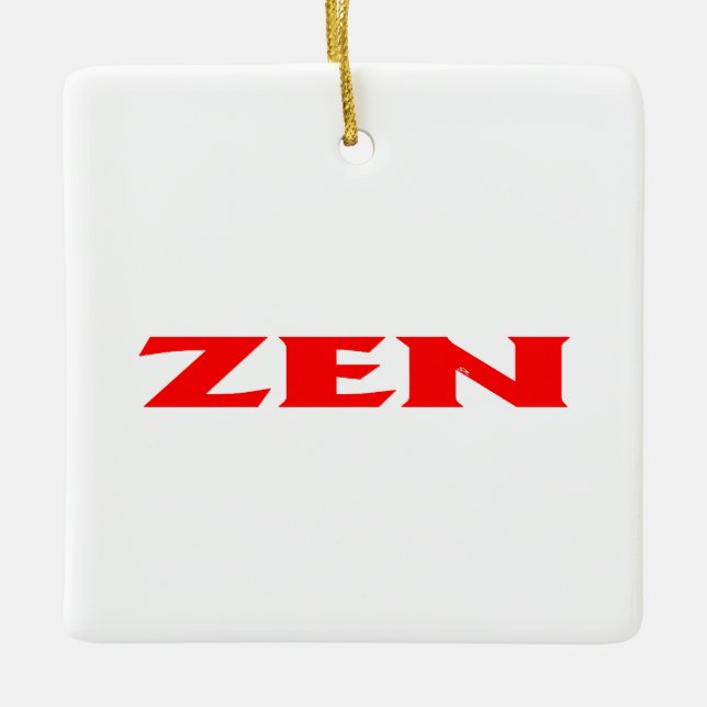 Zen red white square ceramic ornament (Front)