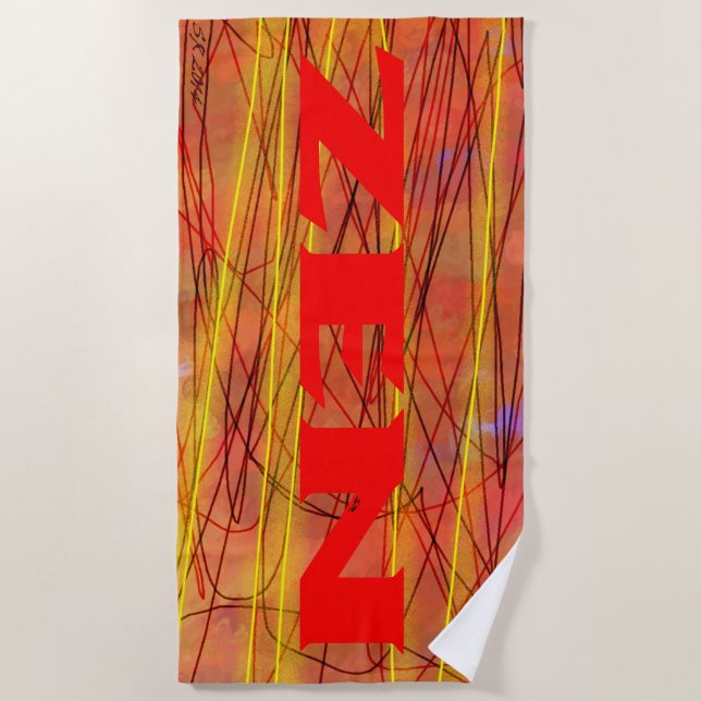 Zen red wire beach towel (Front)