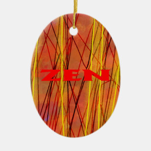 Zen red wire oval ceramic ornament