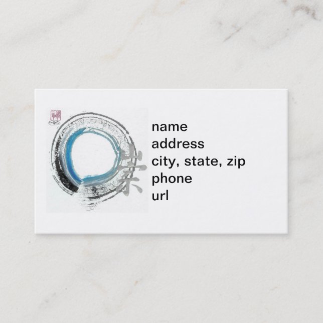 Zen Reverence,  Enso[blue, black, silver tones] Business Card (Front)