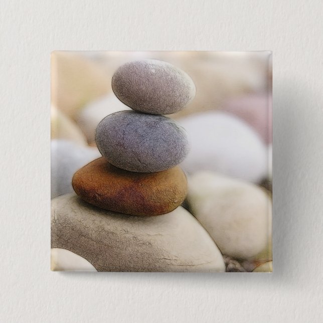 Zen Rock Garden 15 Cm Square Badge (Front)