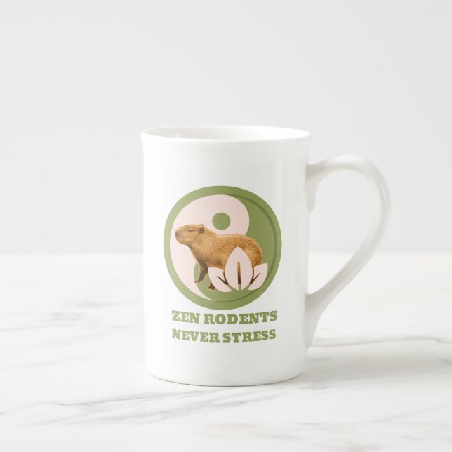 Zen Rodents Never Stress Capybara Bone China Mug (Right)