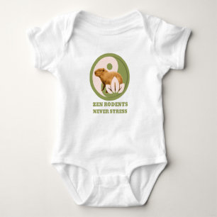 Zen Rodents Never Stress Capybara Humour Baby Bodysuit