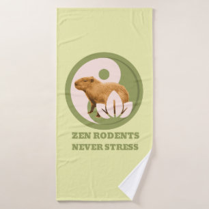 Zen Rodents Never Stress Capybara Humour Bath Towel