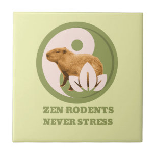 Zen Rodents Never Stress Capybara Humour Ceramic Tile