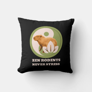 Zen Rodents Never Stress Capybara Humour Cushion