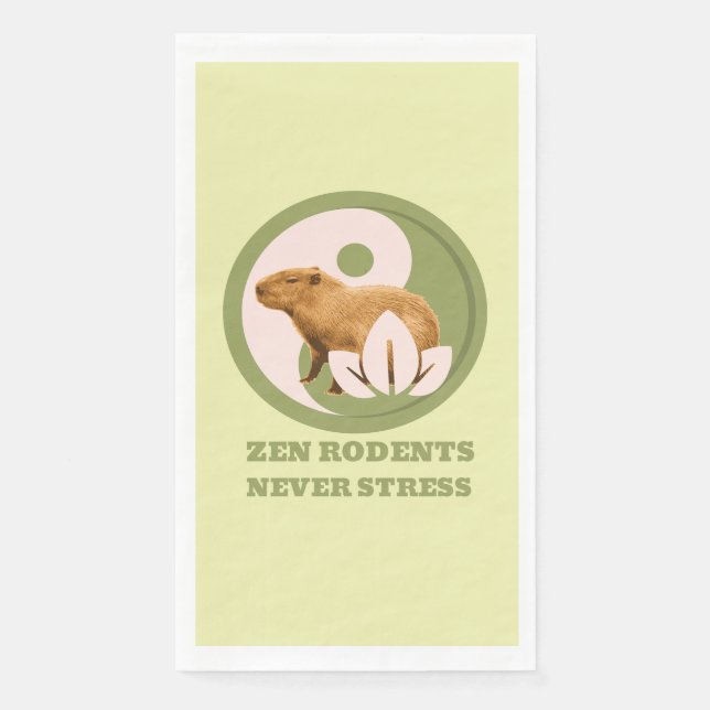 Zen Rodents Never Stress Capybara Humour Napkin (Front)