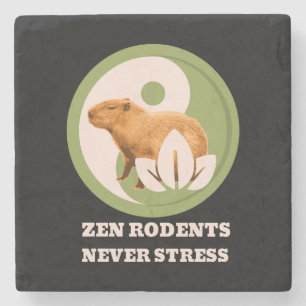 Zen Rodents Never Stress Capybara Humour Stone Coaster
