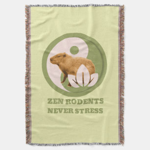 Zen Rodents Never Stress Capybara Humour Throw Blanket
