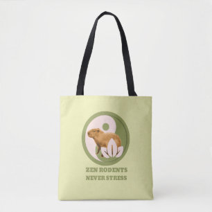 Zen Rodents Never Stress Capybara Humour Tote Bag