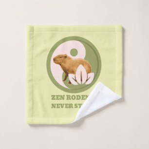 Zen Rodents Never Stress Capybara Humour Wash Cloth