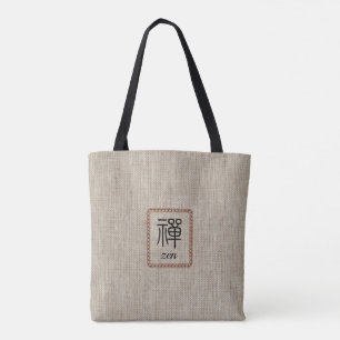 Zen rustic look faux burlap print minimalist tote bag