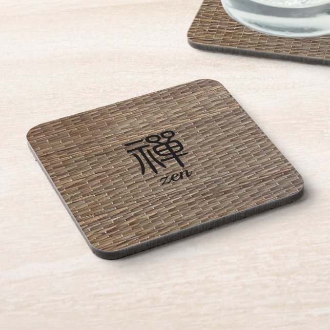 Zen Rustic Tatami Print Coaster (Left Side)