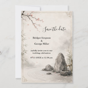 Zen Sakura Wedding Botanical Harmony Invitation